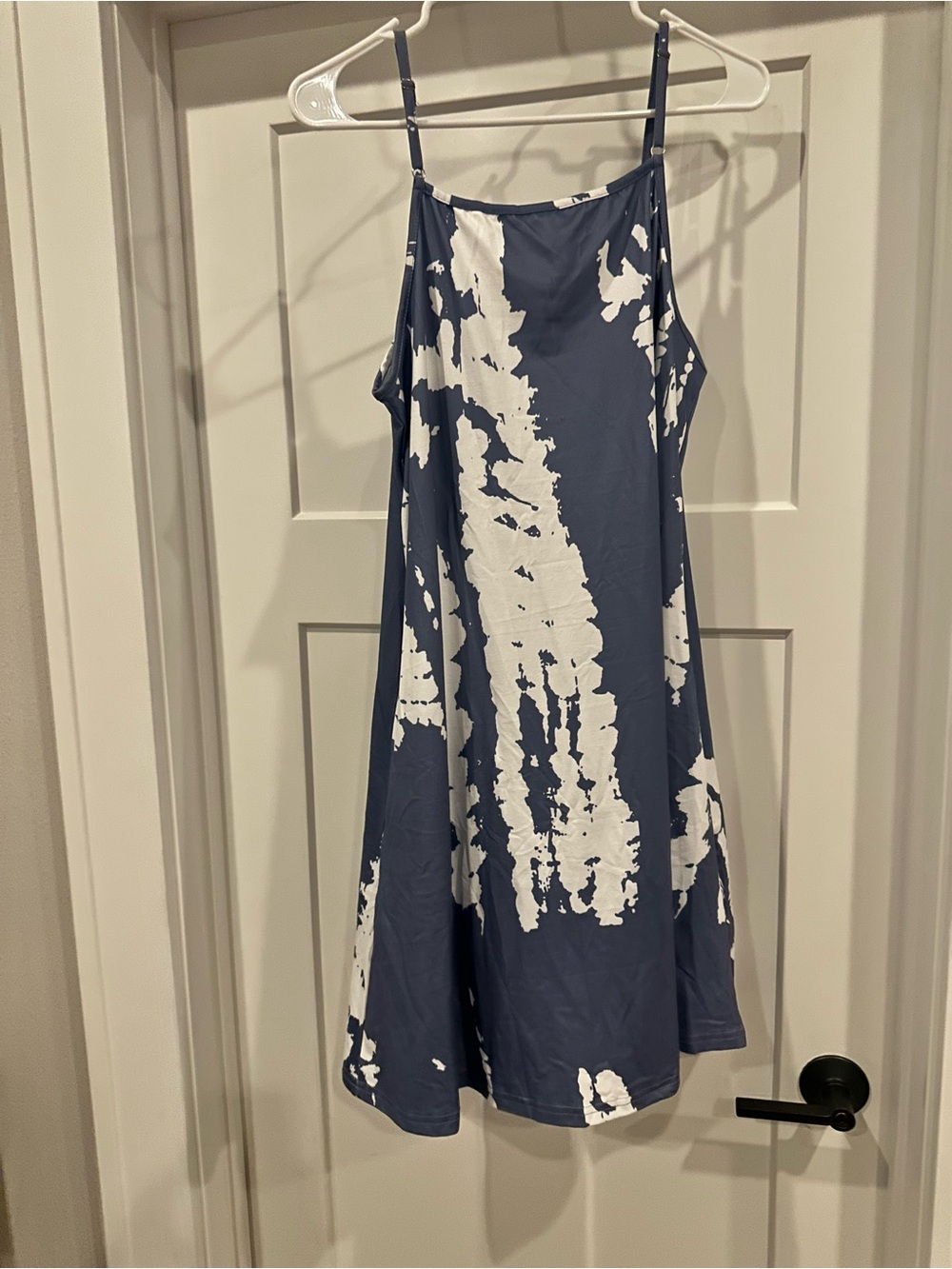 Sleeveless Blue and White Tie-Dye Slip Dress - Picture 2 of 5
